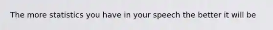 The more statistics you have in your speech the better it will be
