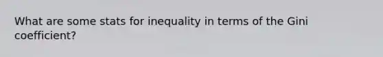 What are some stats for inequality in terms of the Gini coefficient?