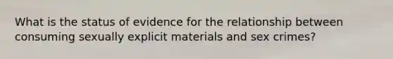 What is the status of evidence for the relationship between consuming sexually explicit materials and sex crimes?