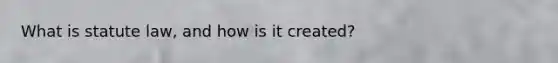 What is statute law, and how is it created?
