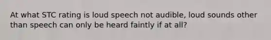 At what STC rating is loud speech not audible, loud sounds other than speech can only be heard faintly if at all?