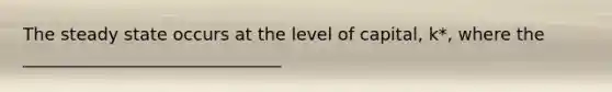 The steady state occurs at the level of capital, k*, where the ______________________________