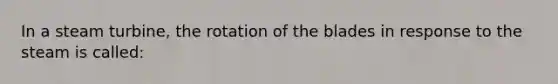 In a steam turbine, the rotation of the blades in response to the steam is called: