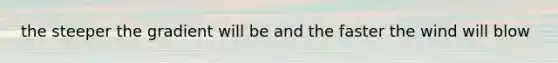 the steeper the gradient will be and the faster the wind will blow