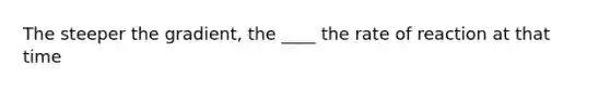 The steeper the gradient, the ____ the rate of reaction at that time