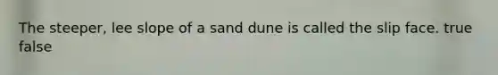 The steeper, lee slope of a sand dune is called the slip face. true false