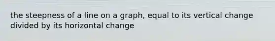 the steepness of a line on a graph, equal to its vertical change divided by its horizontal change