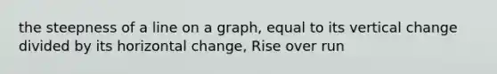 the steepness of a line on a graph, equal to its vertical change divided by its horizontal change, Rise over run