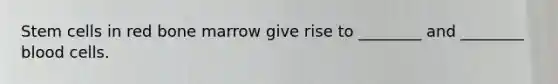 Stem cells in red bone marrow give rise to ________ and ________ blood cells.