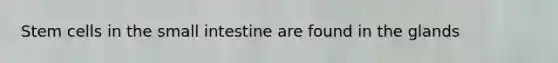 Stem cells in the small intestine are found in the glands