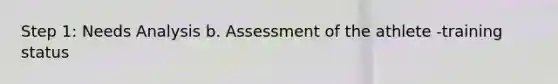 Step 1: Needs Analysis b. Assessment of the athlete -training status