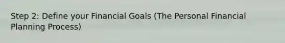 Step 2: Define your Financial Goals (The Personal Financial Planning Process)