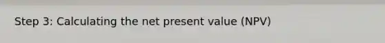 Step 3: Calculating the net present value (NPV)