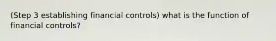 (Step 3 establishing financial controls) what is the function of financial controls?