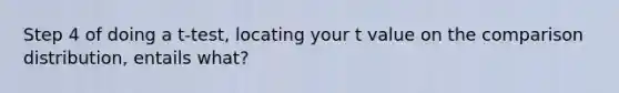 Step 4 of doing a t-test, locating your t value on the comparison distribution, entails what?