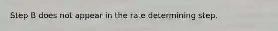 Step B does not appear in the rate determining step.