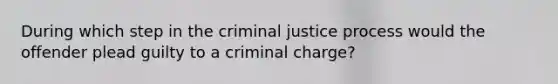 During which step in the criminal justice process would the offender plead guilty to a criminal charge?