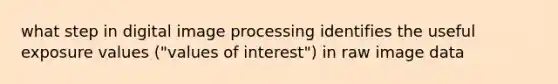 what step in digital image processing identifies the useful exposure values ("values of interest") in raw image data