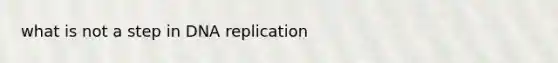 what is not a step in <a href='https://www.questionai.com/knowledge/kofV2VQU2J-dna-replication' class='anchor-knowledge'>dna replication</a>