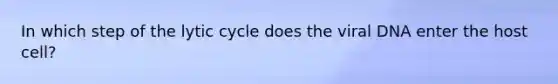 In which step of the lytic cycle does the viral DNA enter the host cell?