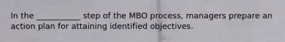 In the ___________ step of the MBO process, managers prepare an action plan for attaining identified objectives.