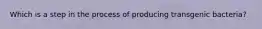 Which is a step in the process of producing transgenic bacteria?