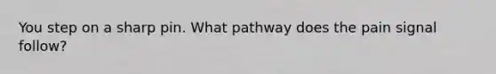 You step on a sharp pin. What pathway does the pain signal follow?