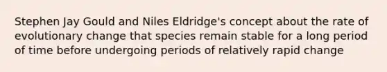 Stephen Jay Gould and Niles Eldridge's concept about the rate of evolutionary change that species remain stable for a long period of time before undergoing periods of relatively rapid change