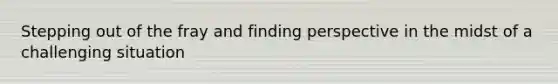 Stepping out of the fray and finding perspective in the midst of a challenging situation