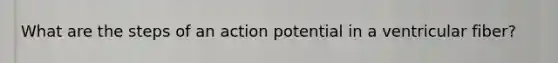 What are the steps of an action potential in a ventricular fiber?