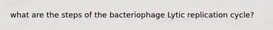 what are the steps of the bacteriophage Lytic replication cycle?