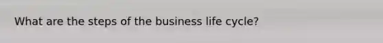 What are the steps of the business life cycle?