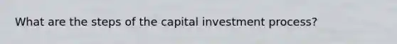 What are the steps of the capital investment process?