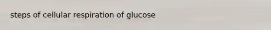 steps of cellular respiration of glucose