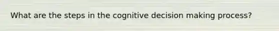 What are the steps in the cognitive <a href='https://www.questionai.com/knowledge/kuI1pP196d-decision-making' class='anchor-knowledge'>decision making</a> process?