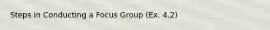 Steps in Conducting a Focus Group (Ex. 4.2)