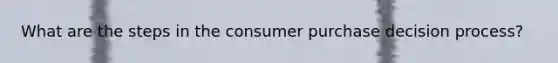 What are the steps in the consumer purchase decision process?