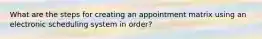 What are the steps for creating an appointment matrix using an electronic scheduling system in order?