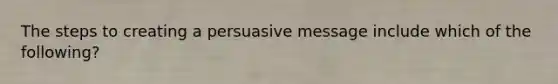 The steps to creating a persuasive message include which of the following?