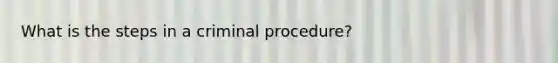 What is the steps in a criminal procedure?