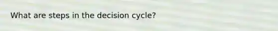 What are steps in the decision cycle?