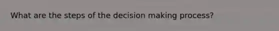 What are the steps of the decision making process?