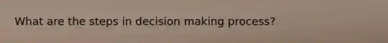 What are the steps in decision making process?