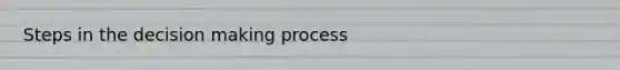 Steps in the <a href='https://www.questionai.com/knowledge/kuI1pP196d-decision-making' class='anchor-knowledge'>decision making</a> process