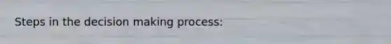 Steps in the decision making process: