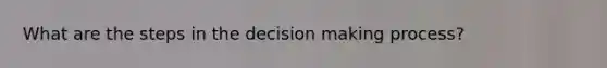 What are the steps in the decision making process?