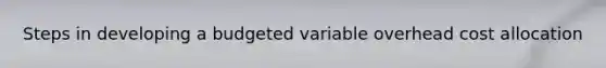 Steps in developing a budgeted variable overhead cost allocation