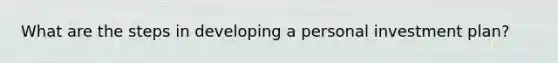 What are the steps in developing a personal investment plan?