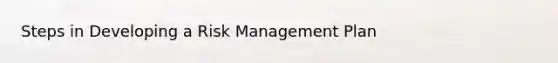 Steps in Developing a Risk Management Plan