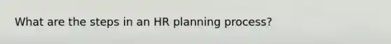 What are the steps in an HR planning process?